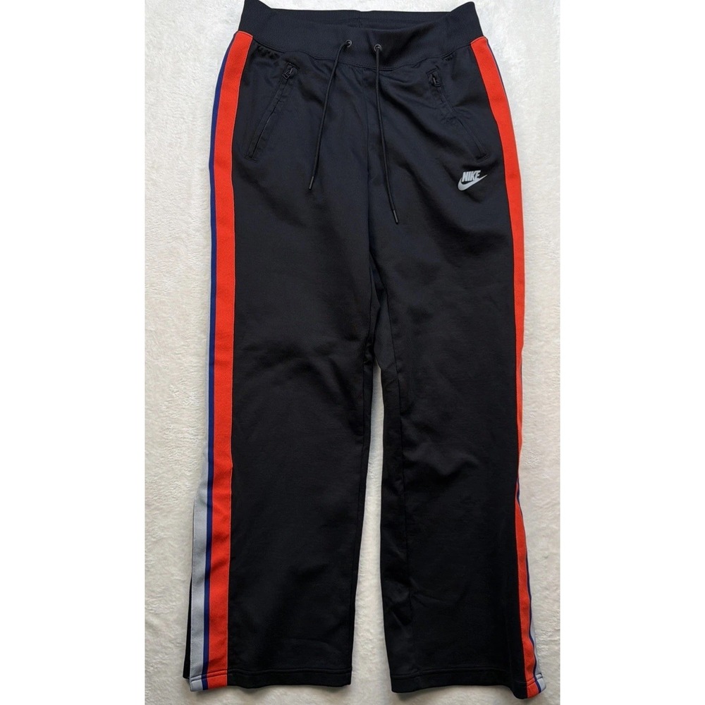 Nike Track Pants Mens Medium Black Red Stripe Zip Leg Athletic Joggers Gym‎